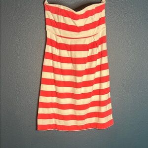 The gap pink  and Cream Striped Strapless Dress